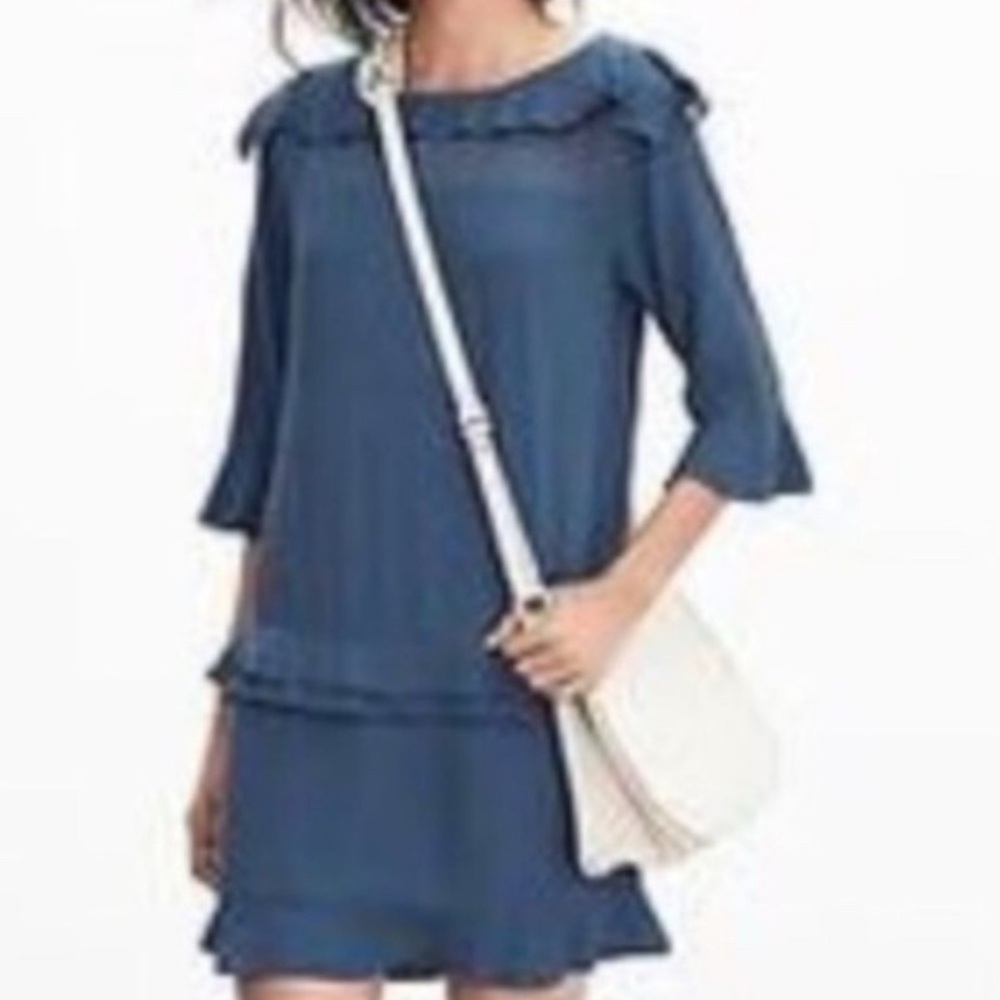 Banana Republic Petite Slate Blue Mini with Ruffle Trim P2